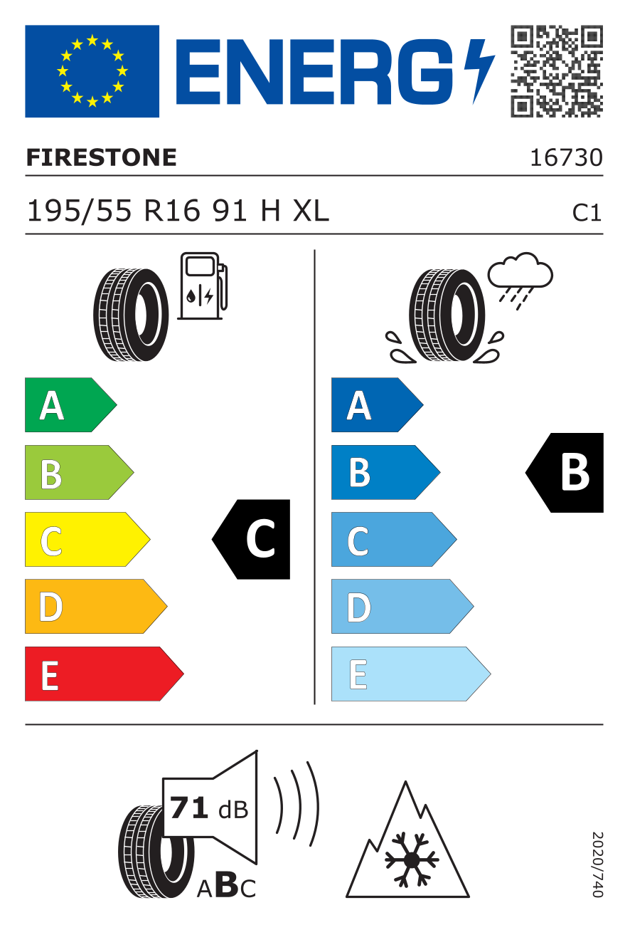 EU-Reifenlabel für FIRESTONE MULTISEASON 2 (GEN02) 195/55 R16 91H