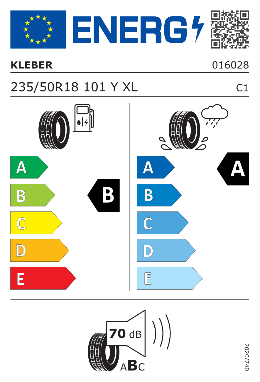 EU-Reifenlabel für KLEBER DYNAXER HP5 SUV 235/50 R18 101Y