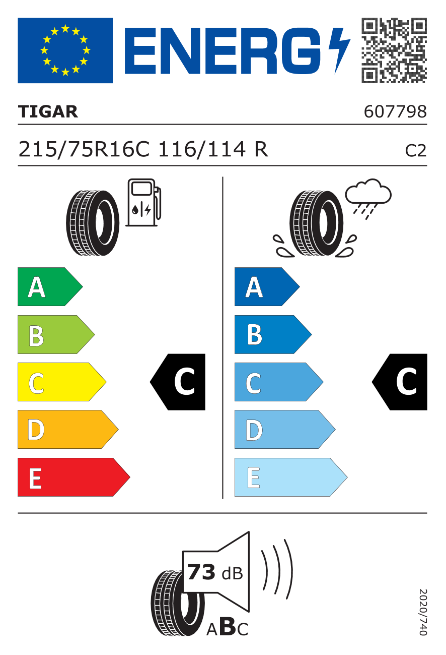EU-Reifenlabel für TIGAR CARGOSPEED EVO 215/75 R16 116/114R