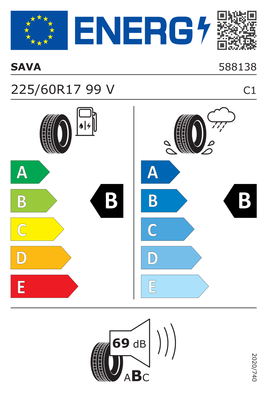 EU-Reifenlabel für SAVA INTENSA SUV 2 225/60 R17 99V