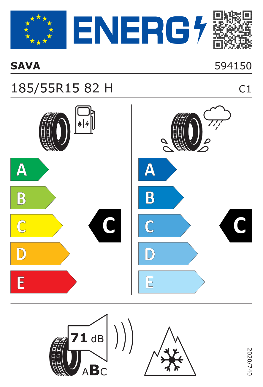 EU-Reifenlabel für SAVA ALL WEATHER 185/55 R15 82H