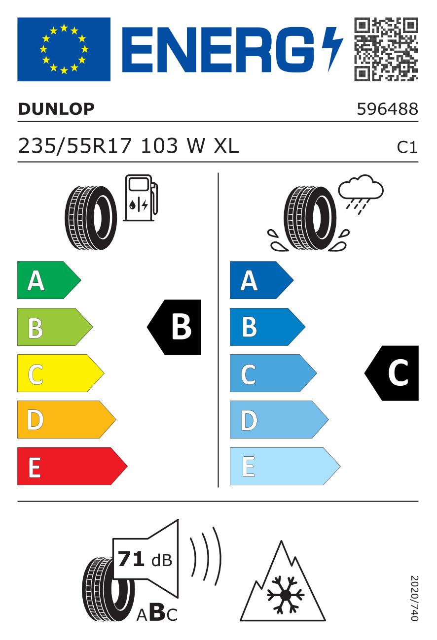 EU-Reifenlabel für DUNLOP ALL SEASON 2 235/55 R17 103W