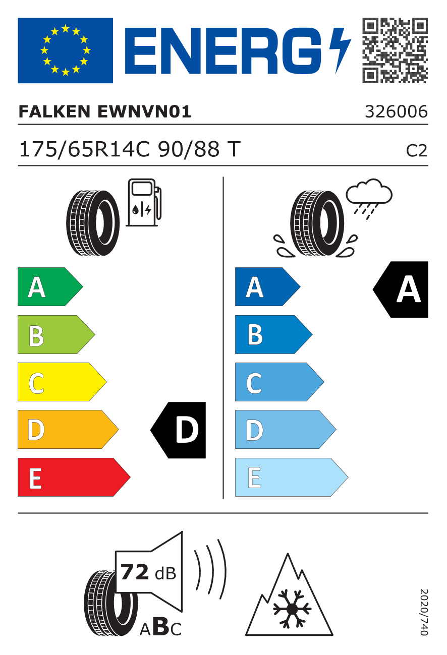 EU-Reifenlabel für FALKEN VAN01 EUROWINTER 175/65 R14 90/88T