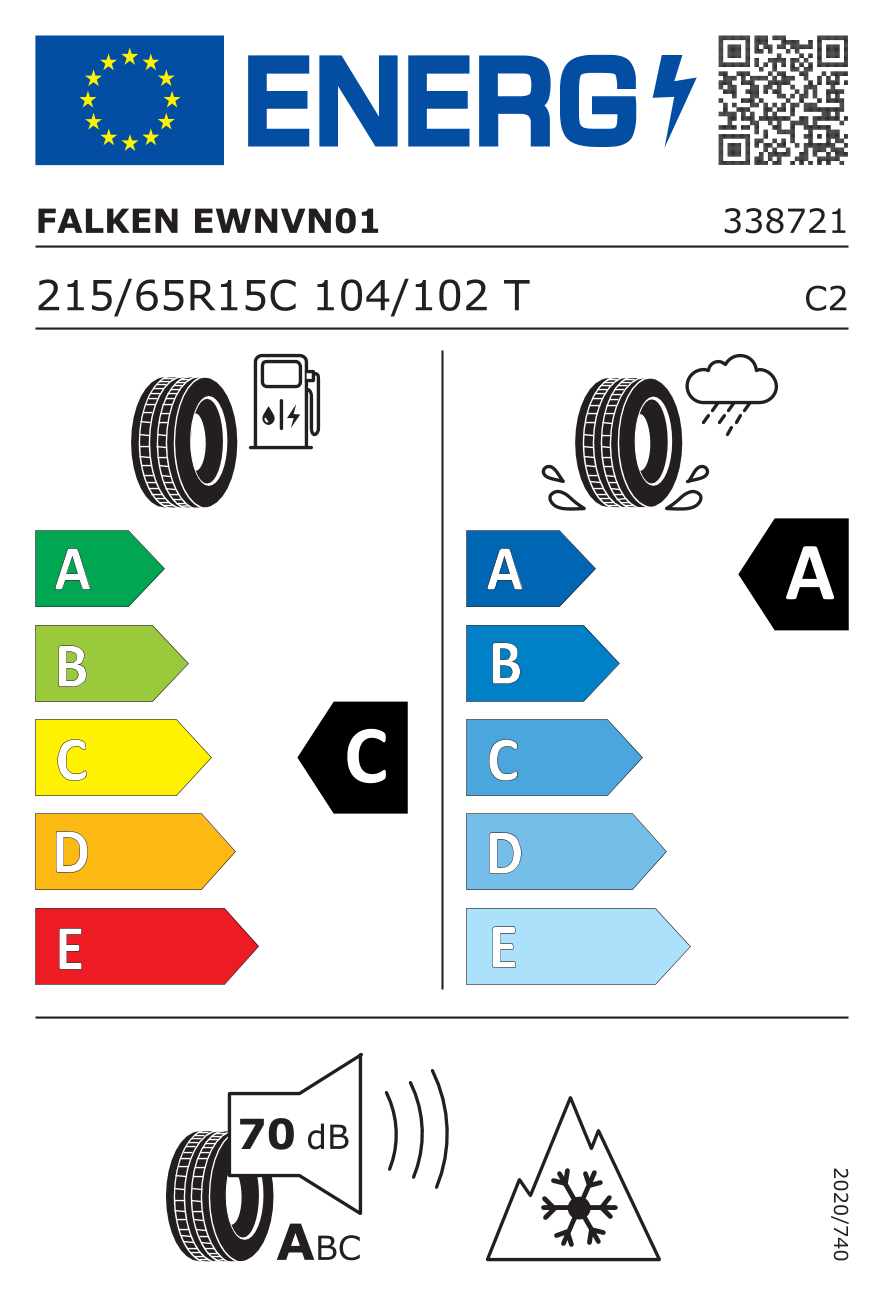 EU-Reifenlabel für FALKEN VAN01 EUROWINTER 215/65 R15 104/102T
