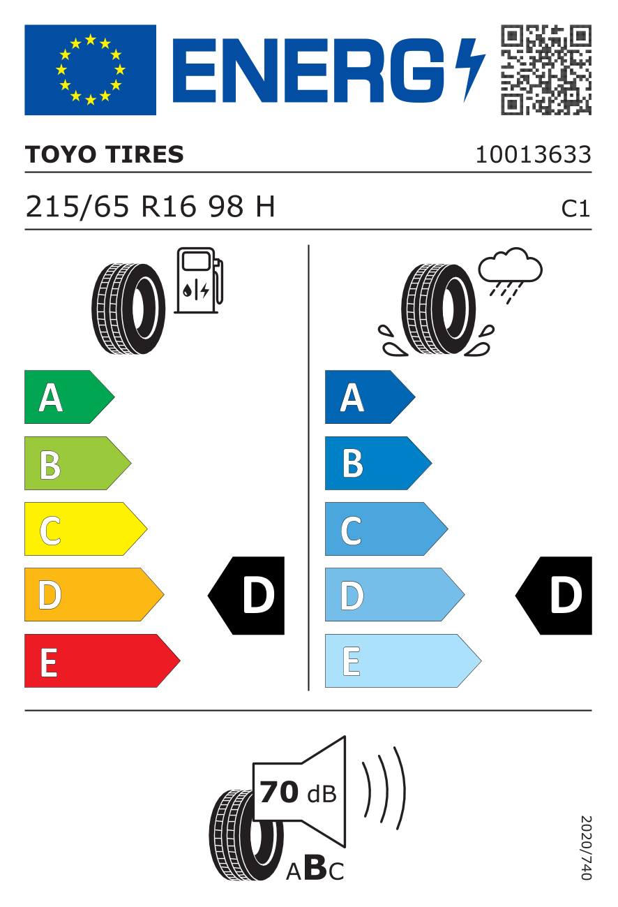 EU-Reifenlabel für TOYO OPEN COUNTRY A/T + 215/65 R16 98H