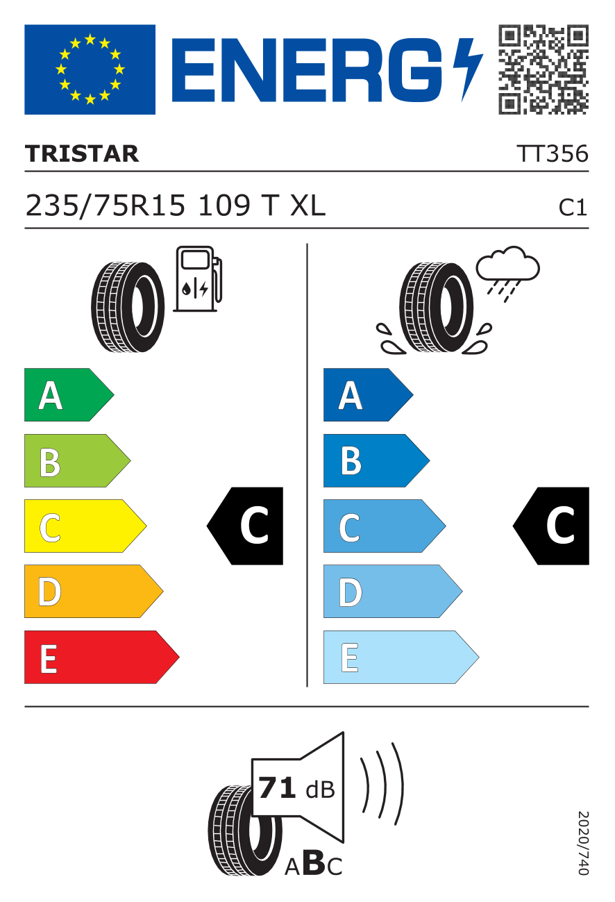 EU-Reifenlabel für TRISTAR SPORTPOWER A/T 235/75 R15 109T