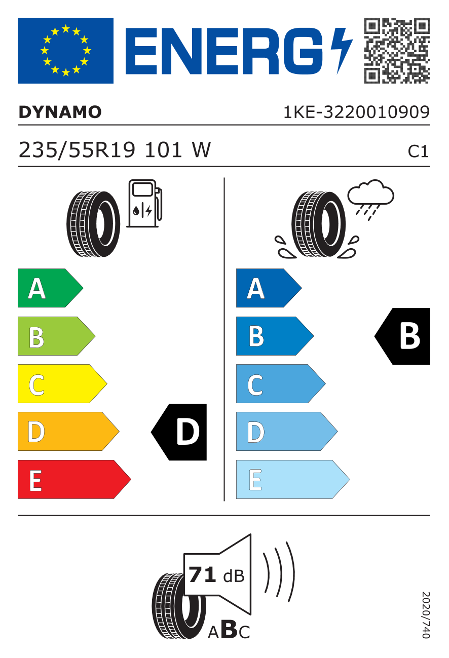 EU-Reifenlabel für DYNAMO HISCEND-H MSU01 235/55 R19 101W