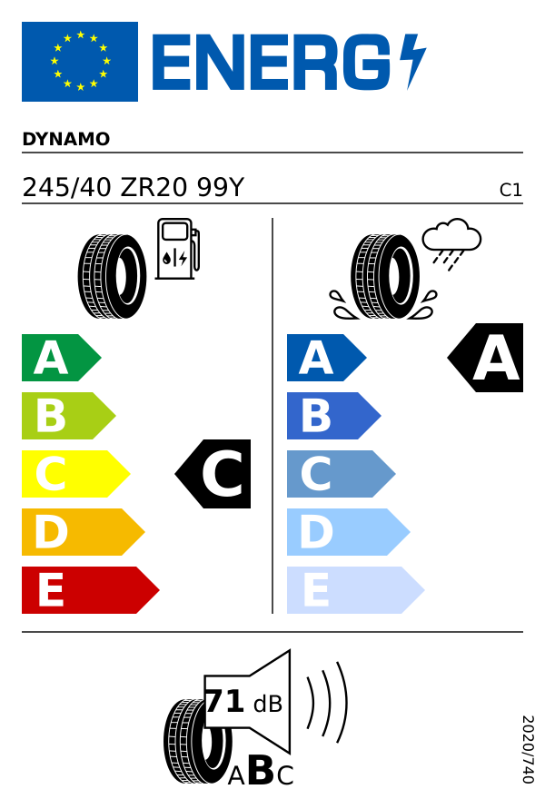 EU-Reifenlabel für DYNAMO STREET‑H MU71 245/40 R20 99Y