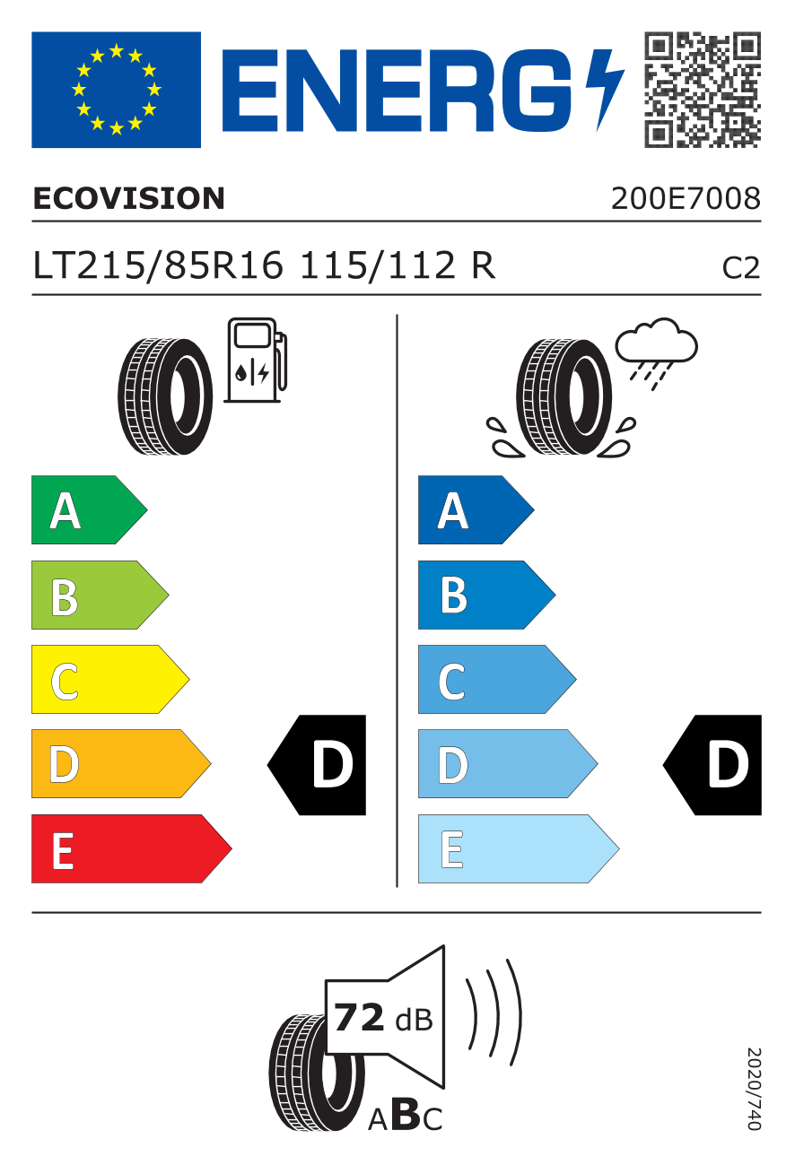 EU-Reifenlabel für OVATION VI-286 AT ECOVISION 215/85 R16 115/112R