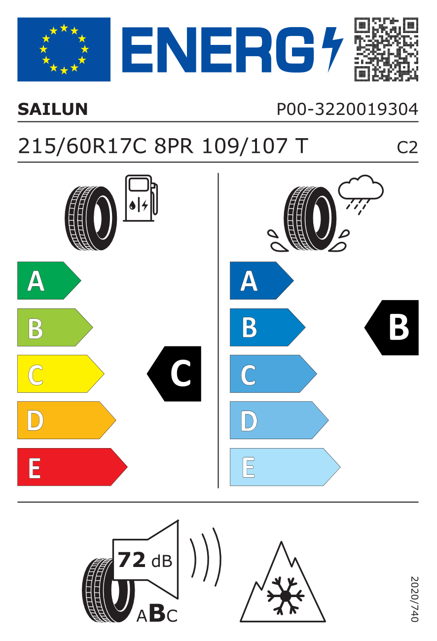 EU-Reifenlabel für SAILUN WSL1 ENDURE 215/60 R17 109/107T