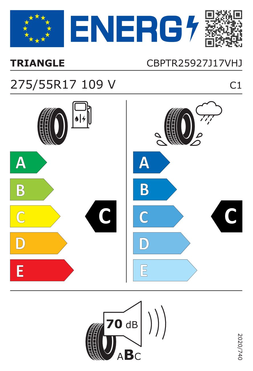 EU-Reifenlabel für TRIANGLE TR-259 ADVANTEX SUV 275/55 R17 109V