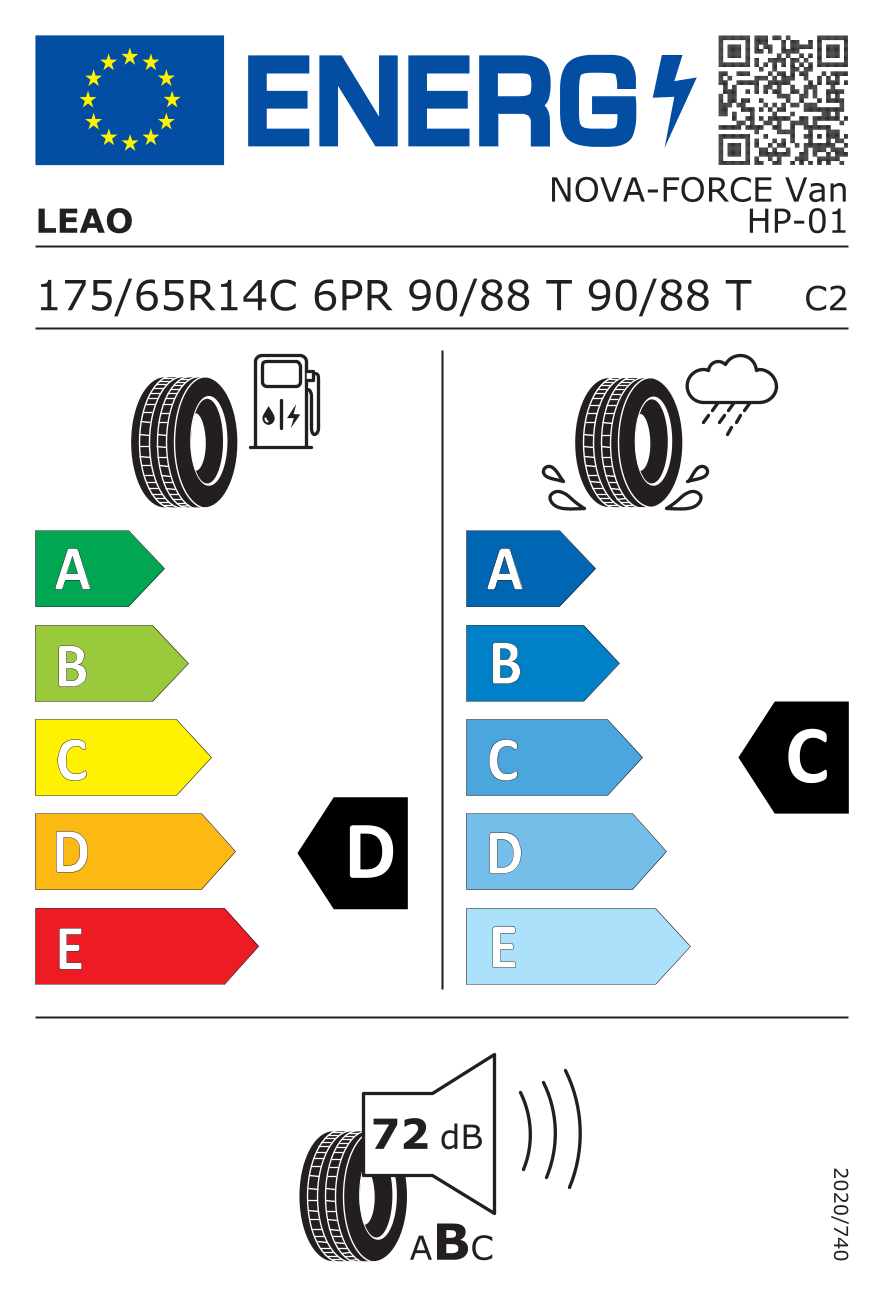 EU-Reifenlabel für LEAO NOVA FORCE VAN HP 175/65 R14 90/88T