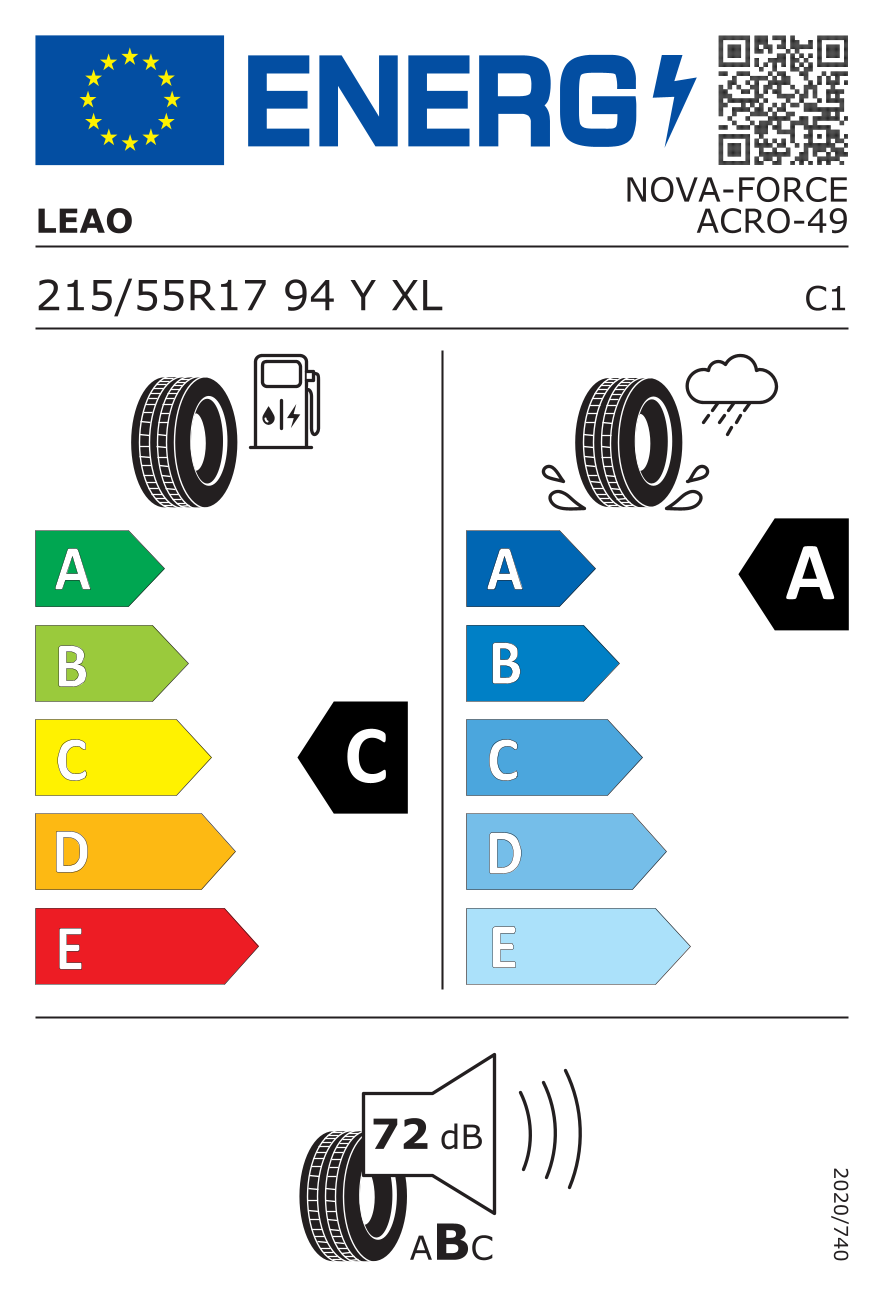 EU-Reifenlabel für LEAO NOVA FORCE ACRO 215/55 R17 94Y