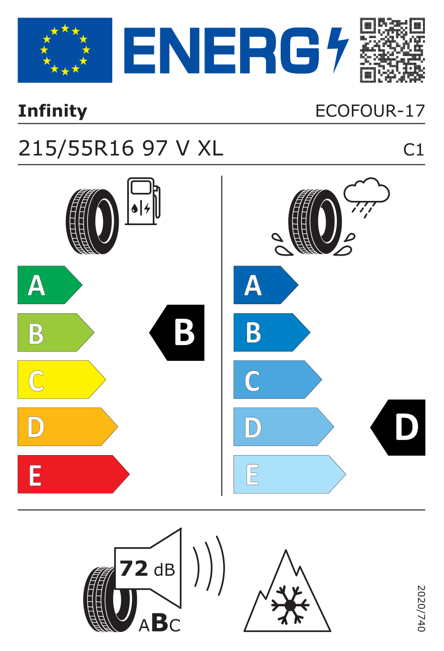 EU-Reifenlabel für INFINITY ECOFOUR 215/55 R16 97V