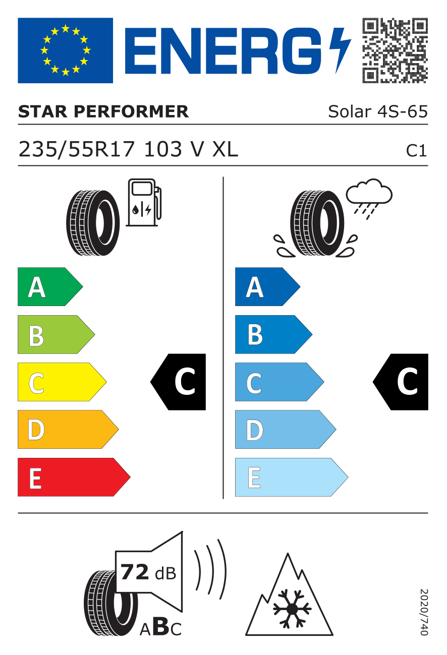 EU-Reifenlabel für STAR PERFORMER SOLAR 4S 235/55 R17 103V