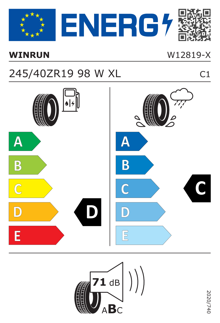 EU-Reifenlabel für WINRUN R330 245/40 R19 98W