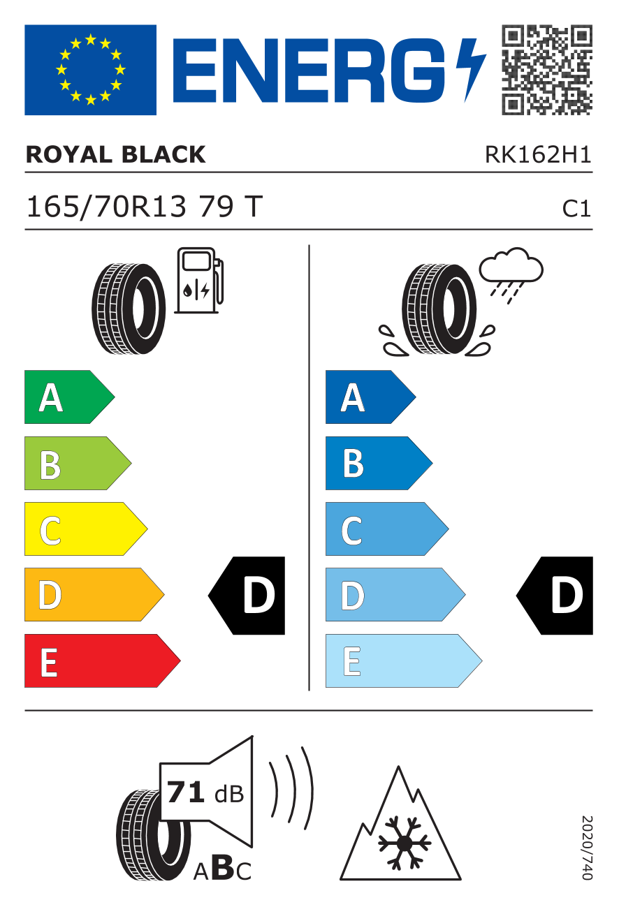 EU-Reifenlabel für ROYAL BLACK ROYAL WINTER 165/70 R13 79T