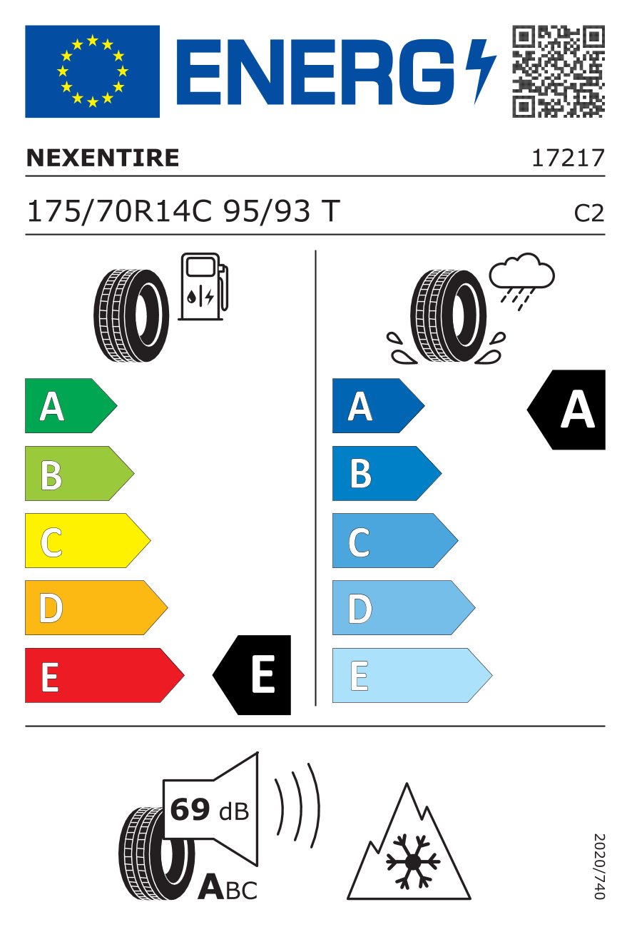EU-Reifenlabel für NEXEN WINGUARD WT1 175/70 R14 95/93T