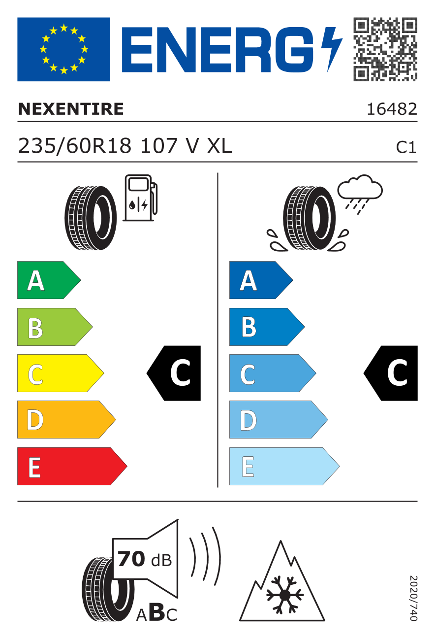 EU-Reifenlabel für NEXEN N`BLUE 4 SEASON 235/60 R18 107V