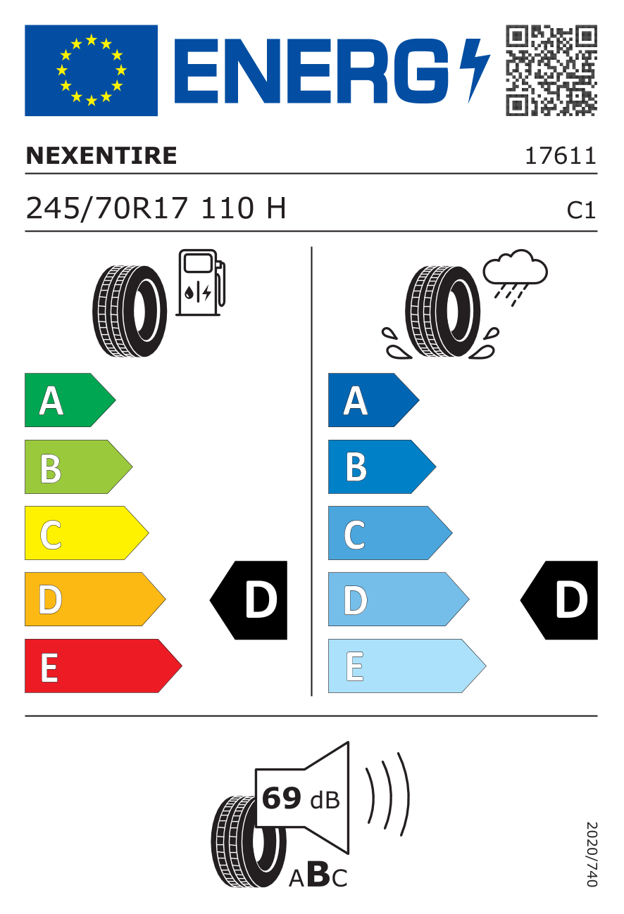 EU-Reifenlabel für NEXEN ROADIAN 542 245/70 R17 110H