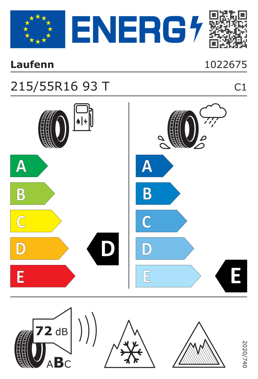 EU-Reifenlabel für LAUFENN I-FIT IZ (LW51) 215/55 R16 93T