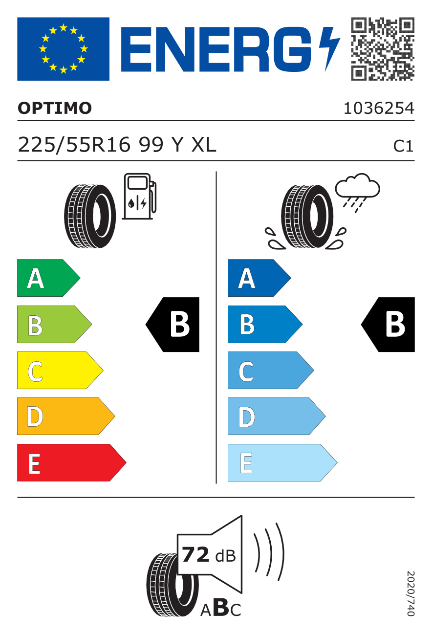 EU-Reifenlabel für OPTIMO OK41 GT 225/55 R16 99Y