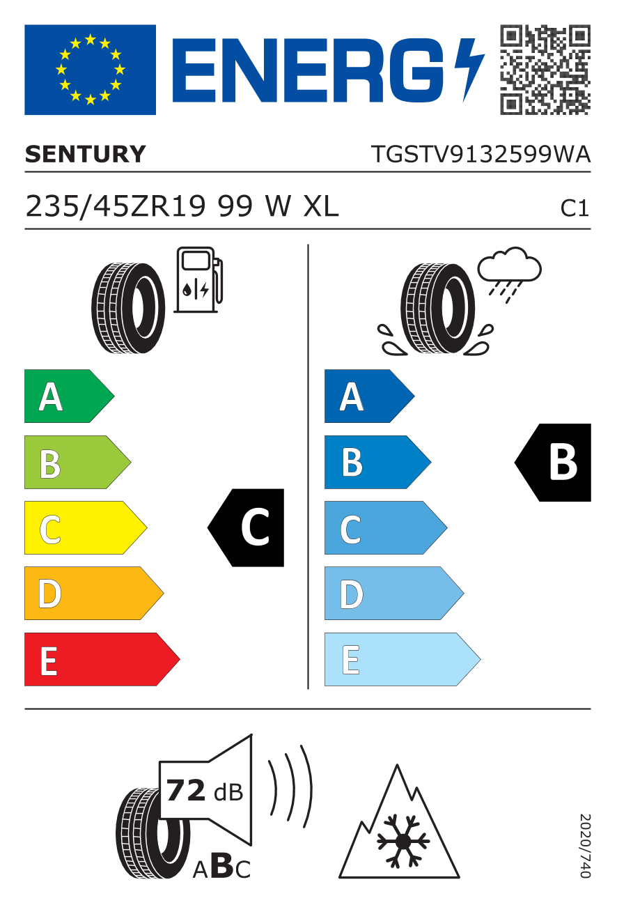 EU-Reifenlabel für SENTURY SEASONSDRAGON 2 235/45 R19 99W