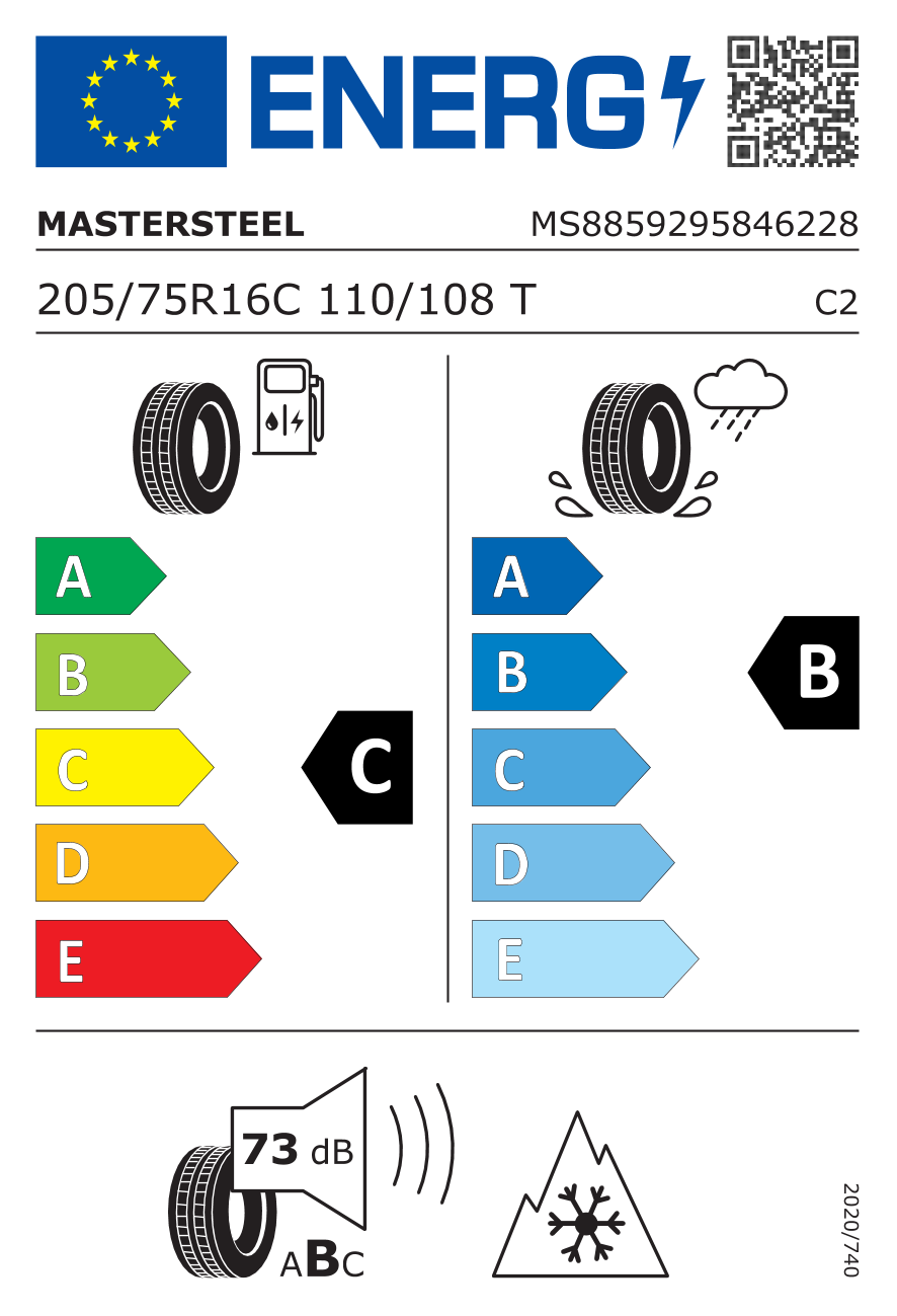 EU-Reifenlabel für MASTERSTEEL ALL WEATHER VAN 2 205/75 R16 110/108T
