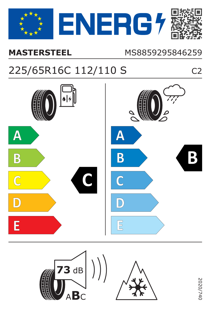 EU-Reifenlabel für MASTERSTEEL ALL WEATHER VAN 2 225/65 R16 112/110S