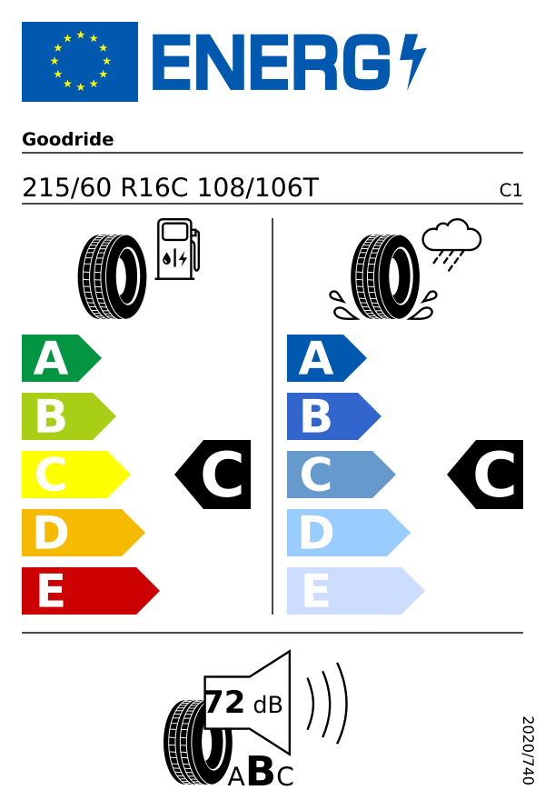 EU-Reifenlabel für GOODRIDE H188 RADIAL 215/60 R16 108/106T