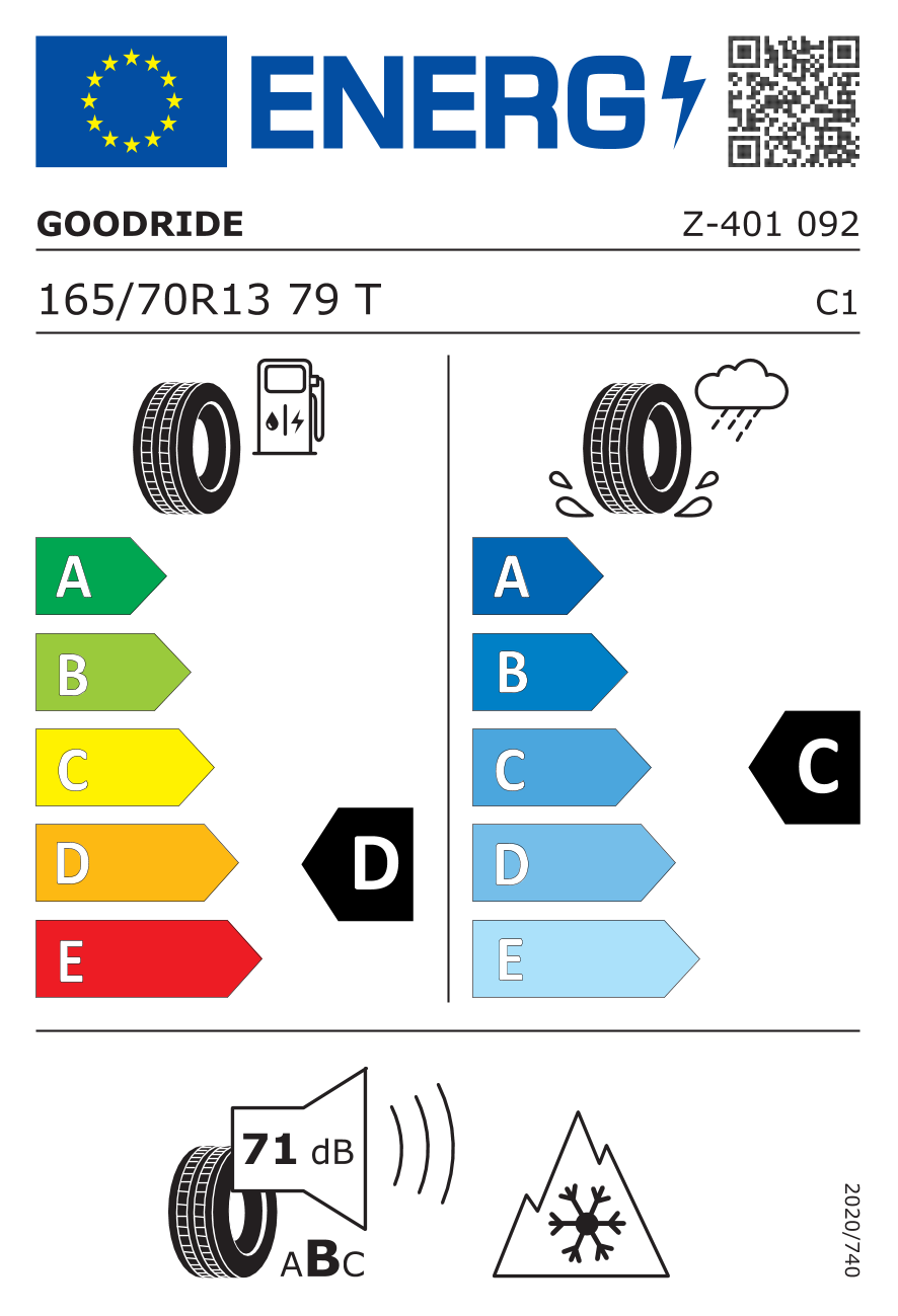 EU-Reifenlabel für GOODRIDE Z401 ELITE 165/70 R13 79T