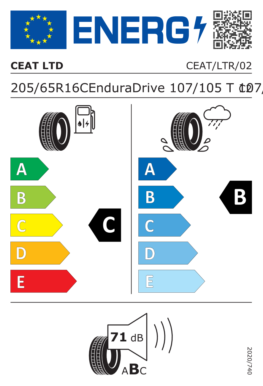 EU-Reifenlabel für CEAT ENDURADRIVE 205/65 R16 107/105T